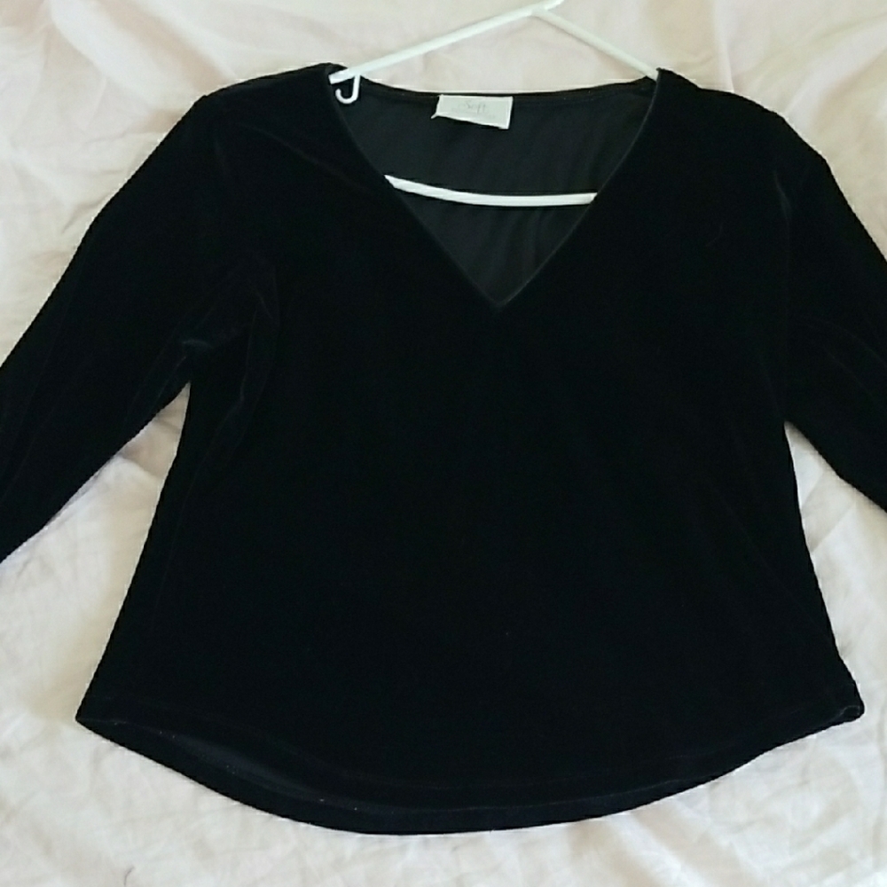 Soft Surroundings Black 3/4 Sleeve Wrap Blouse